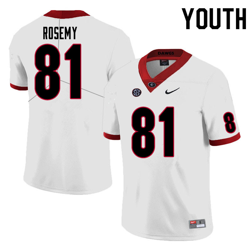 Georgia Bulldogs Youth Marcus Rosemy #81 White Stitched College UGA Football Jersey 23HR016FQ